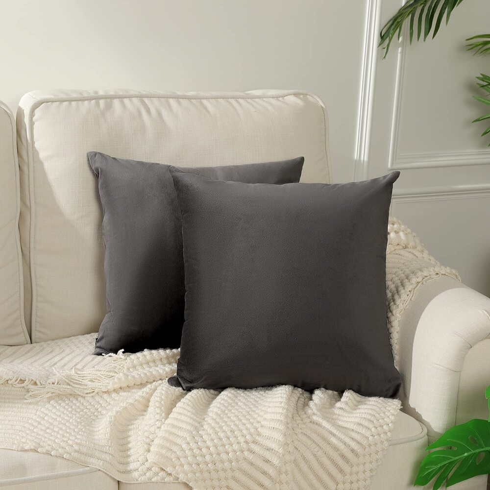 8621 Pack of 2, Velvet Pillow Covers Square Big Decorative Cushion Covers